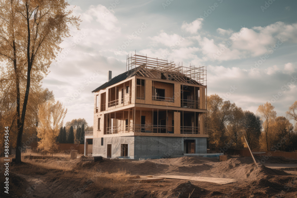 House under construction. Generative AI House under construction. Generative AI