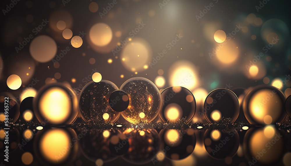 Luxury Christmas background with bokeh 3d rendering. Generative AI.