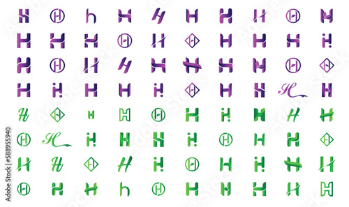 Modern creative gradient letter h logo collection 