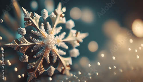 Beautiful realistic Christmas background with snowfall. Generative AI.