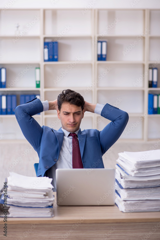 Young male employee working in the office Young male employee working in the office