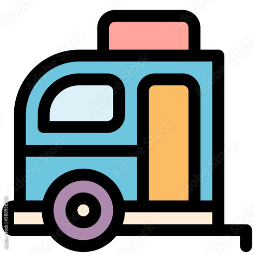 campervan black outline filled color icon