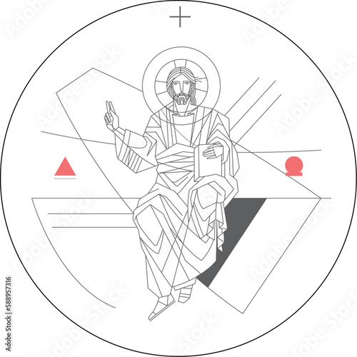 Hand drawn illustration of Pantocrator Iknu circulr