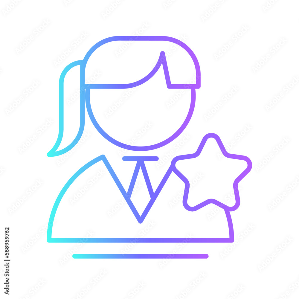 Favorite busnisswoman business people icon with purple blue outline style. web, business, person, computer, technology, online, laptop. Vector Illustration Favorite busnisswoman business people icon with purple blue outline style. web, business, person, computer, technology, online, laptop. Vector Illustration