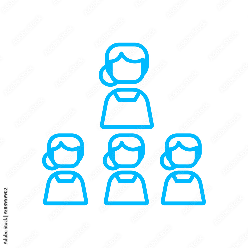 Leadership business people icon with blue outline style. business, break, office, smiling, people, businesswoman, discussion. Vector Illustration Leadership business people icon with blue outline style. business, break, office, smiling, people, businesswoman, discussion. Vector Illustration