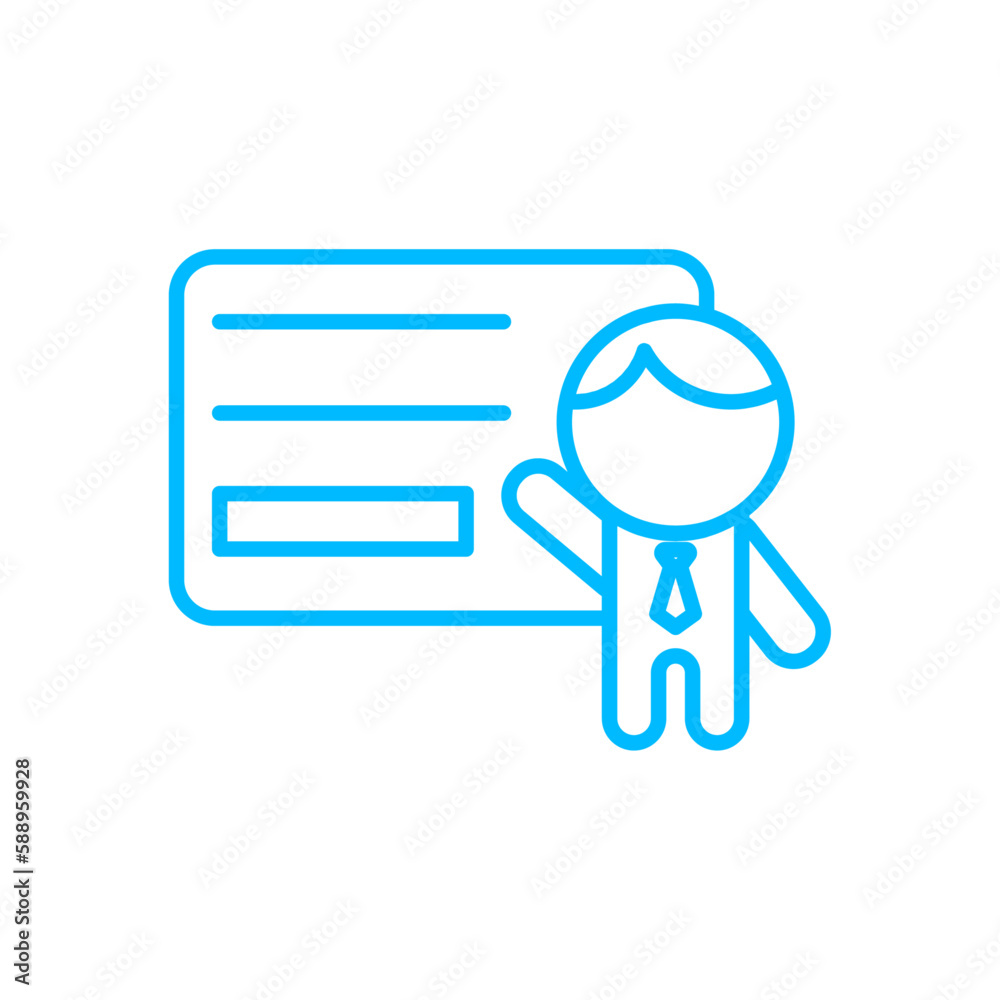 Presentation business people icon with blue outline style. job, business, employee, concept, people, hr, recruitment. Vector Illustration Presentation business people icon with blue outline style. job, business, employee, concept, people, hr, recruitment. Vector Illustration