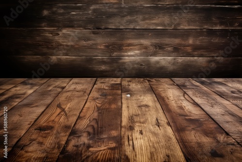 Dark Wood Floor Texture Background. Generative AI