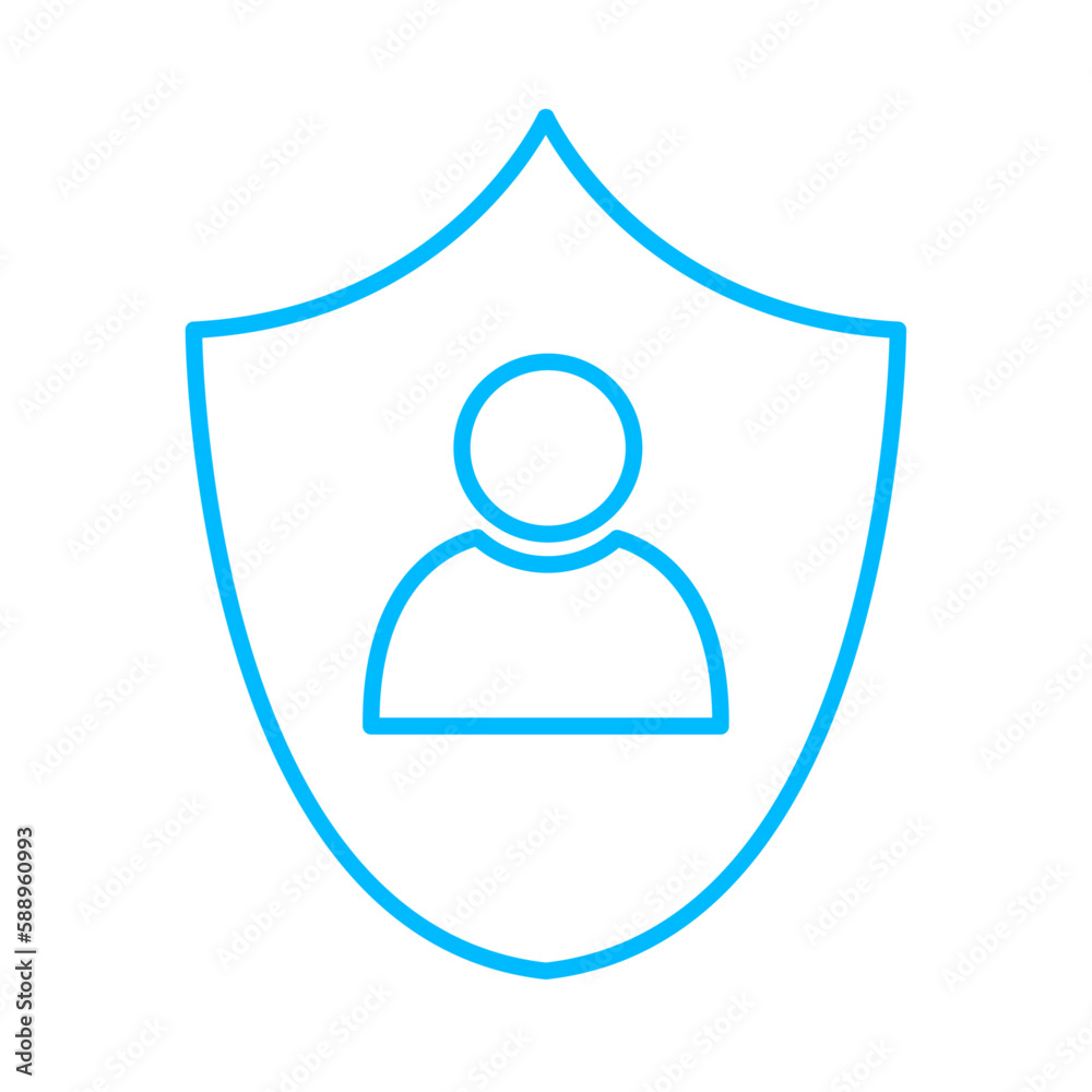 Security business people icon with blue outline style. web, business, person, computer, technology, online, laptop. Vector Illustration Security business people icon with blue outline style. web, business, person, computer, technology, online, laptop. Vector Illustration