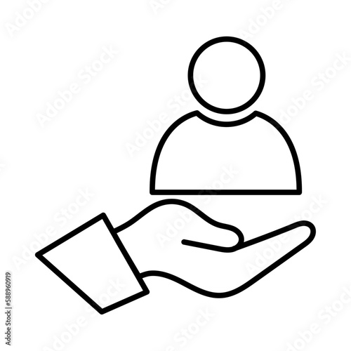 Customer care business people icon with black outline style. job, business, employee, concept, people, hr, recruitment. Vector Illustration