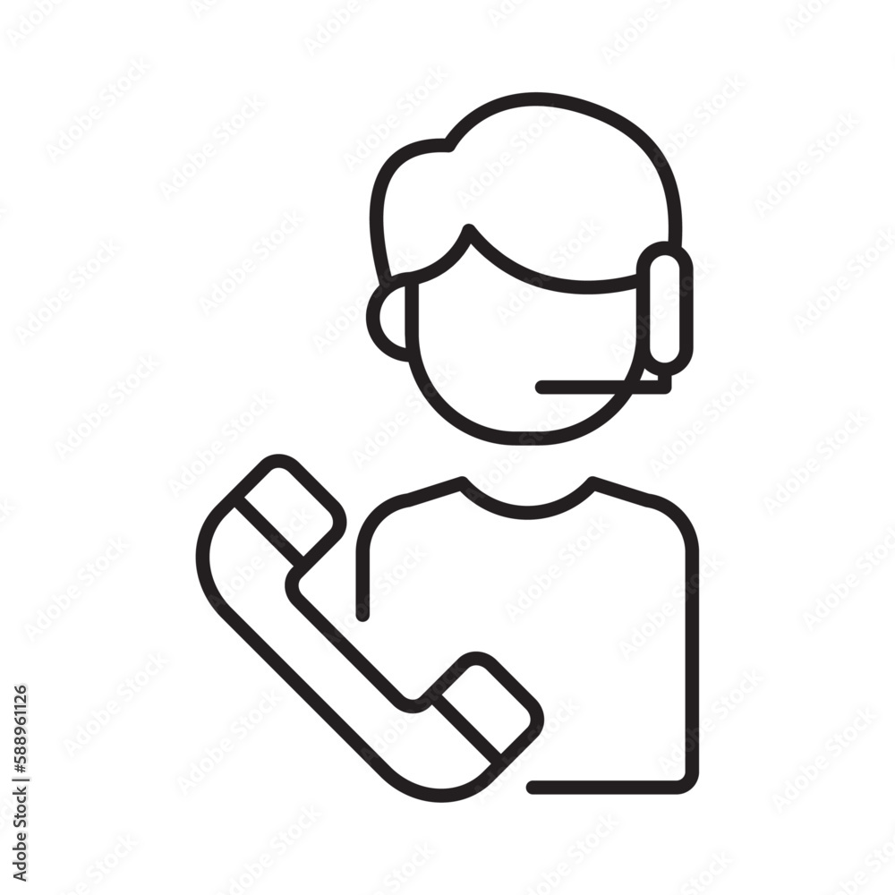 Customer service business people icon with black outline style. business, break, office, smiling, people, businesswoman, discussion. Vector Illustration Customer service business people icon with black outline style. business, break, office, smiling, people, businesswoman, discussion. Vector Illustration