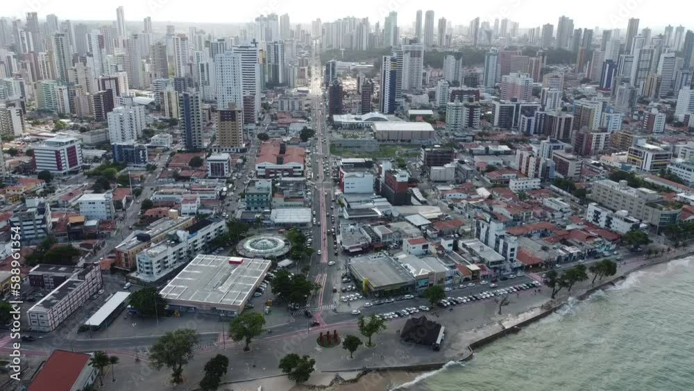 Cidade Litoral João Pessoa Paraíba Nordeste Brasil Praia Paisagem Tambau Hotel Arquitetura Mar Oceano Aéreo Por do Sol Drone Férias Turismo Turístico Verão Paradisíaco Cidade Urbano Azul Verde