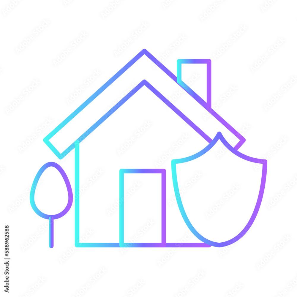 Home secure real estate icon with purple blue outline style. home, building, house, property, real, business, estate. Vector Illustration. Vector Illustration Home secure real estate icon with purple blue outline style. home, building, house, property, real, business, estate. Vector Illustration. Vector Illustration