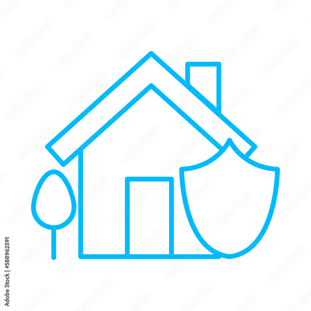 Home secure real estate icon with blue outline style. home, building, house, property, real, business, estate. Vector Illustration. Vector Illustration Home secure real estate icon with blue outline style. home, building, house, property, real, business, estate. Vector Illustration. Vector Illustration