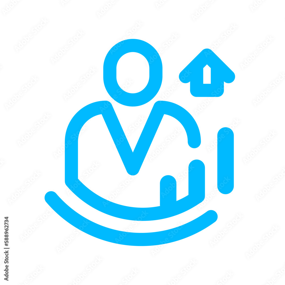 Broker real estate icon with blue outline style. application, home, house, business, property, estate, sale, building. Vector Illustration. Vector Illustration Broker real estate icon with blue outline style. application, home, house, business, property, estate, sale, building. Vector Illustration. Vector Illustration