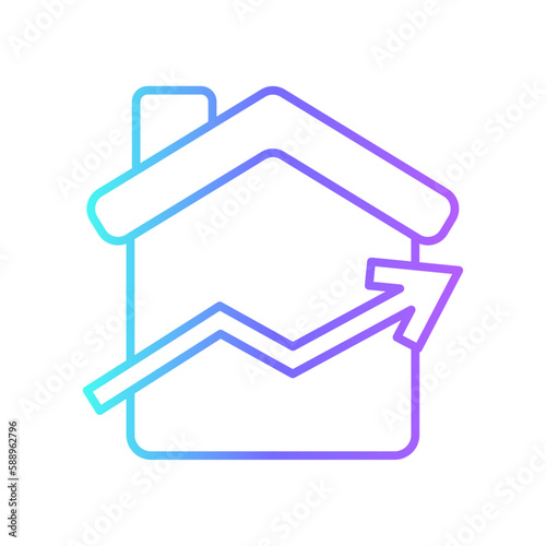 Real estate real estate icon with purple blue outline style. property, house, home, price, business, investment, mortgage. Vector Illustration. Vector Illustration