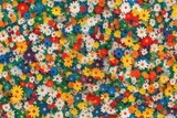 All-over seamless hand-painted multicolor spring daisy liberty blossoms. watercolor pattern of an ephemeral blossom. Generative AI