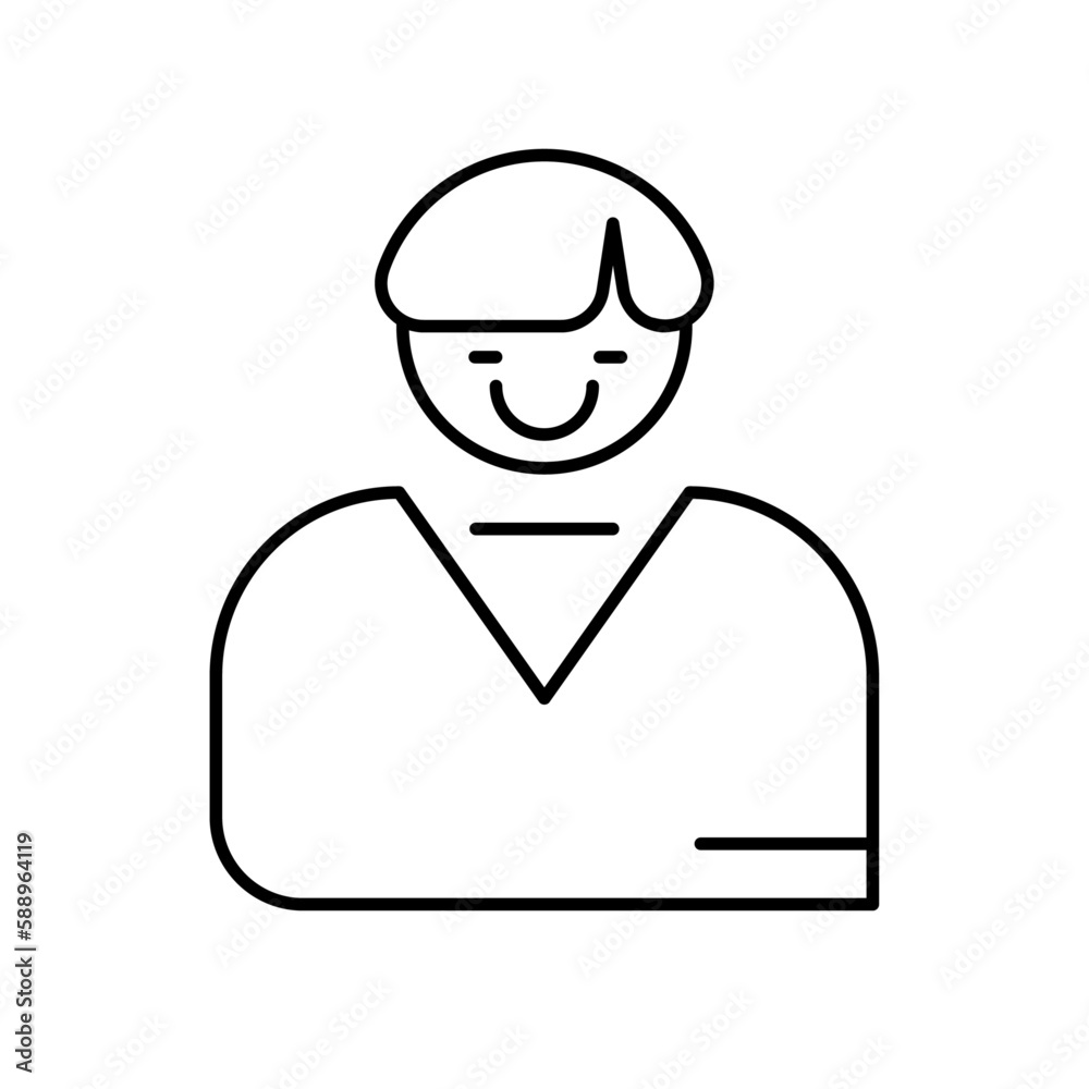 Customer icon with black outline style. client, support, communication, online, people, concept, call. Vector illustration