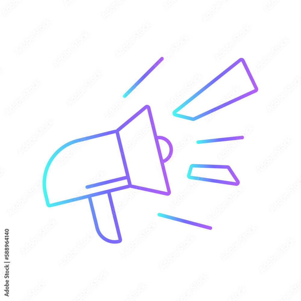 Campaign icon with purple blue outline style. media, business, communication, digital, marketing, social, strategy. Vector illustration Campaign icon with purple blue outline style. media, business, communication, digital, marketing, social, strategy. Vector illustration