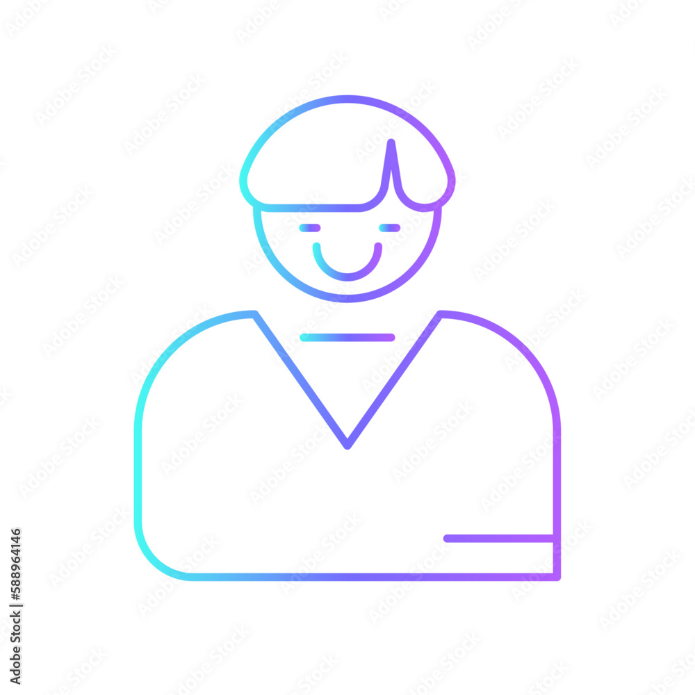 Customer icon with purple blue outline style. client, support, communication, online, people, concept, call. Vector illustration Customer icon with purple blue outline style. client, support, communication, online, people, concept, call. Vector illustration
