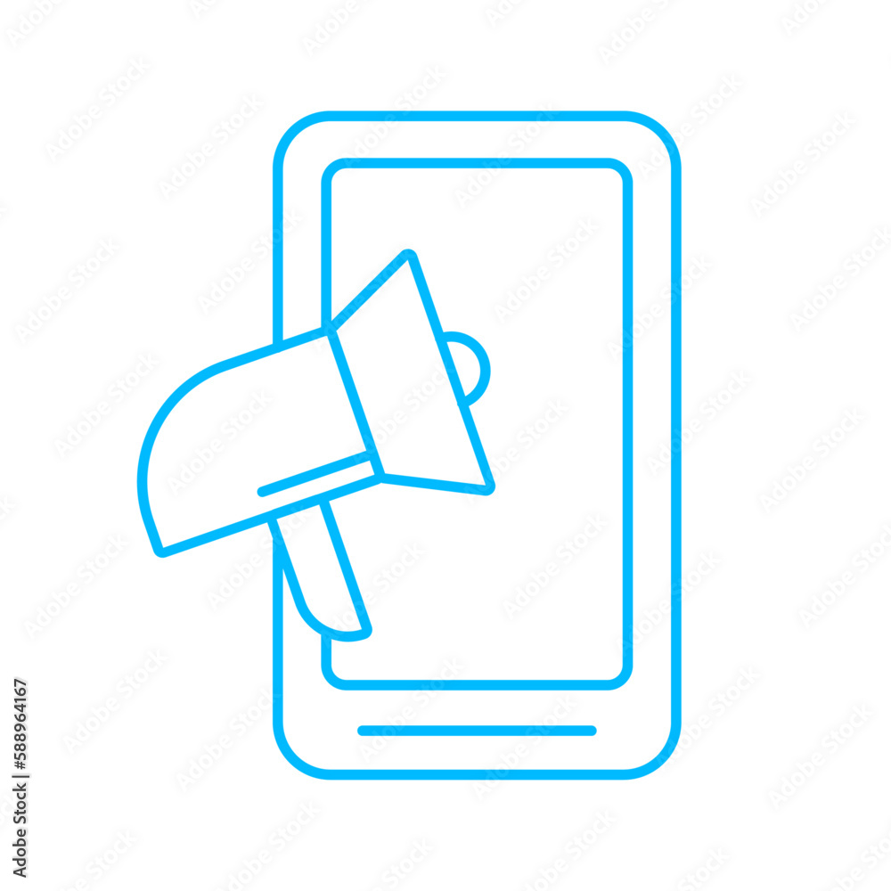 Social media marketing icon with blue outline style. business, network, web, internet, concept, technology, online, digital. Vector illustration Social media marketing icon with blue outline style. business, network, web, internet, concept, technology, online, digital. Vector illustration