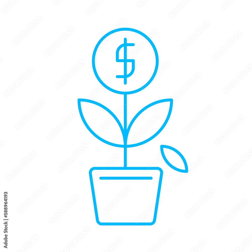 Profit icon with blue outline style. finance, growth, business, financial, money, increase, success. Vector illustration Profit icon with blue outline style. finance, growth, business, financial, money, increase, success. Vector illustration