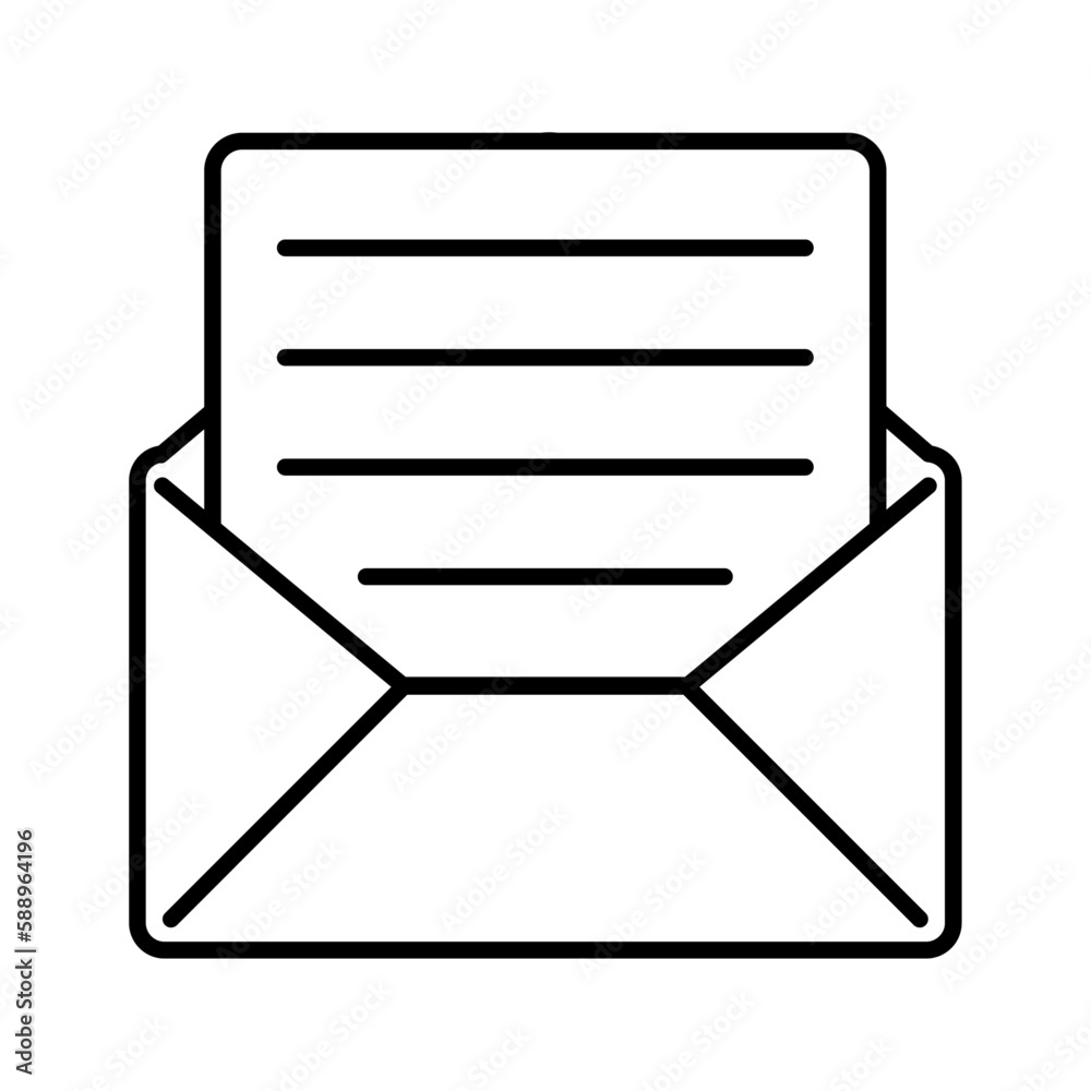 Envelope icon with black outline style. document, card, white, design, mockup, closed, postal. Vector illustration Envelope icon with black outline style. document, card, white, design, mockup, closed, postal. Vector illustration