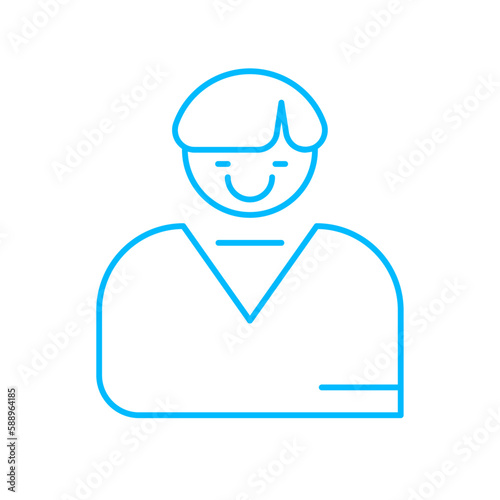 Customer icon with blue outline style. client, support, communication, online, people, concept, call. Vector illustration