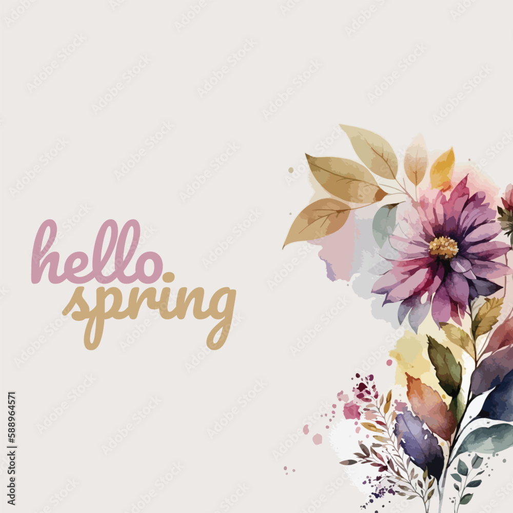 hello spring design vector poster, banner 