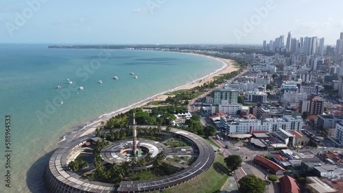 Cidade Litoral João Pessoa Paraíba Nordeste Brasil Praia Paisagem Tambau Hotel Arquitetura Mar Oceano Aéreo Por do Sol Drone Férias Turismo Turístico Verão Paradisíaco Cidade Urbano Azul Verde
