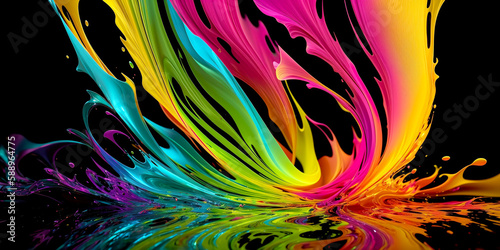 Abstract paint splash background artwork created with Generative AI.
