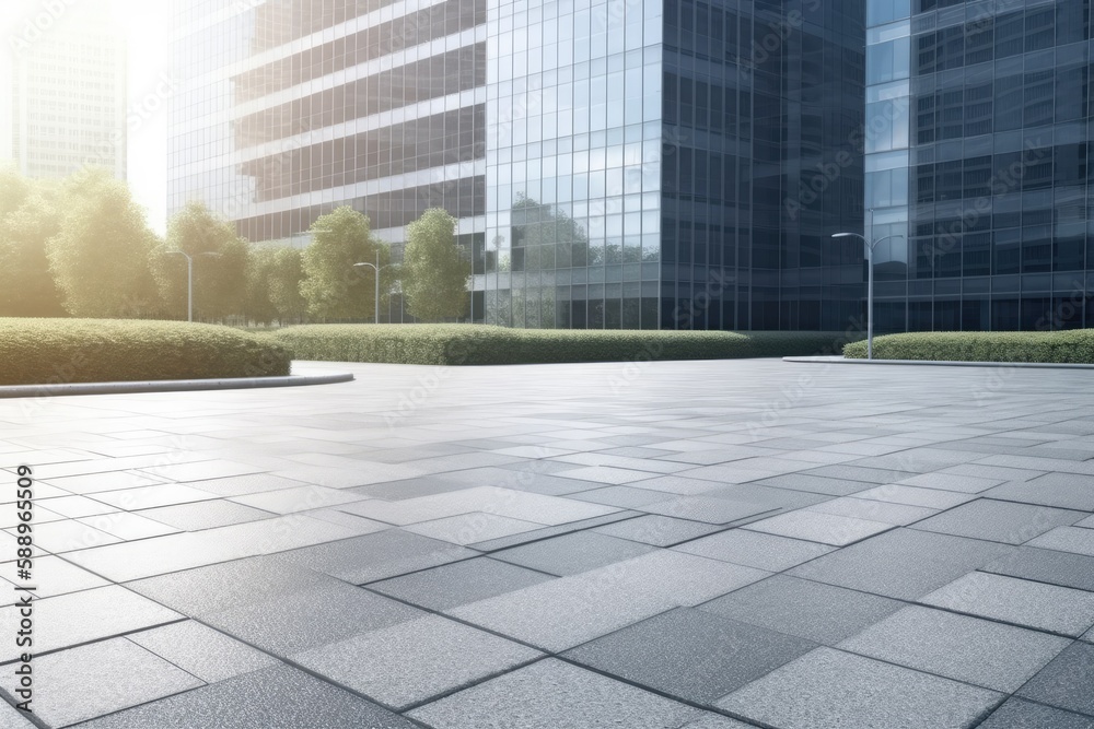 Fototapeta premium square-fronted modern office buildings. Generative AI