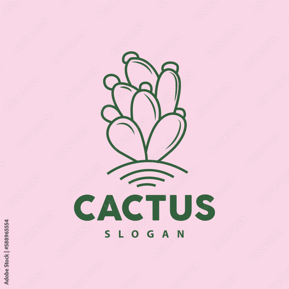 Cactus Logo, Desert Green Plant Vector, Simple Design Elegant Line Style, Icon Illustration Symbol Cactus Logo, Desert Green Plant Vector, Simple Design Elegant Line Style, Icon Illustration Symbol