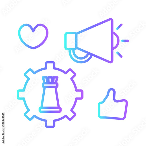 Marketing startegy marketing icon with black outline style. marketing, development, like, media, online, pay. Vector Illustration