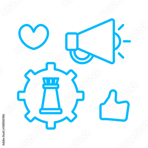 Marketing startegy marketing icon with black outline style. marketing, development, like, media, online, pay. Vector Illustration