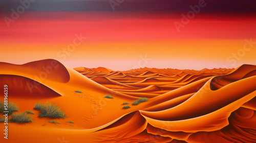 sunrise in desert created with AI Generative Technology