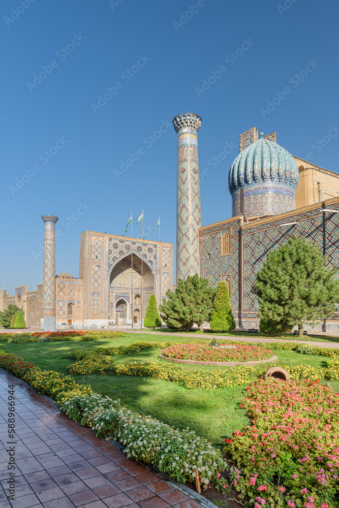 The Ulugh Beg Madrasah and the Sher-Dor Madrasah in Samarkand