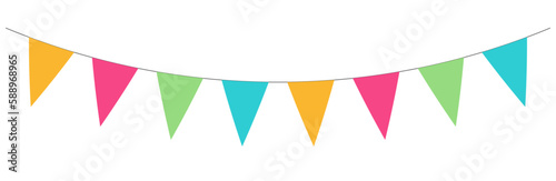 Vector triangle birthday bunting flags. Colorful carnival garland for festival and fair decoration on white background.