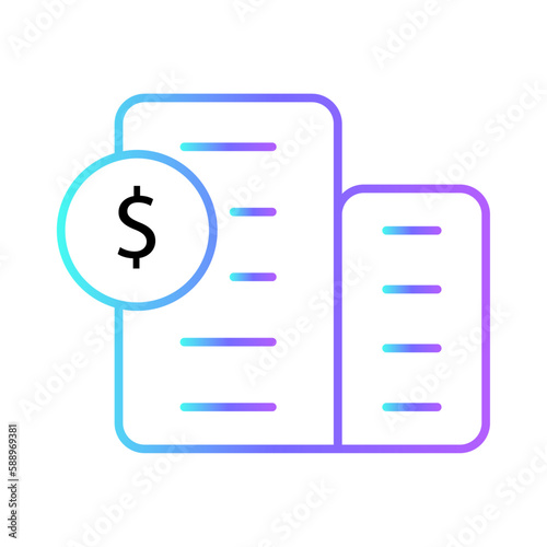 Corporate icon with purple blue outline style. advertising, payment, girl, holding, icon, illustration, management. Vector Illustration © SkyPark