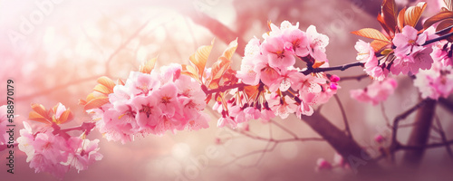 sakura flowers, cherry blossom, spring background © kristina