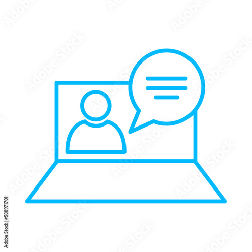 Online help feedback icons with blue outline style. feedback, answer, survey, opinion, concept, support, customer. Vector illustration