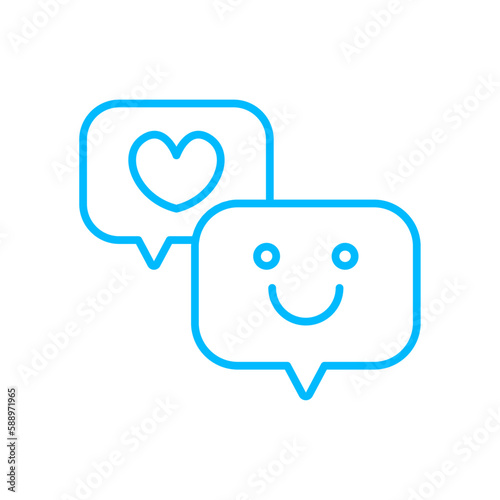 Positif feedback Icons with blue outline style. happy, product, test, ranking, reputation, star, smile. Vector illustration