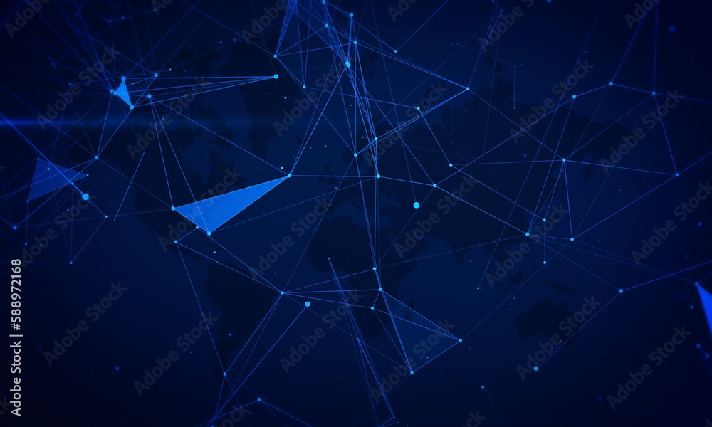 4K dark blue plexus network abstract background