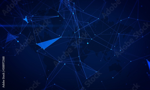 4K dark blue plexus network abstract background