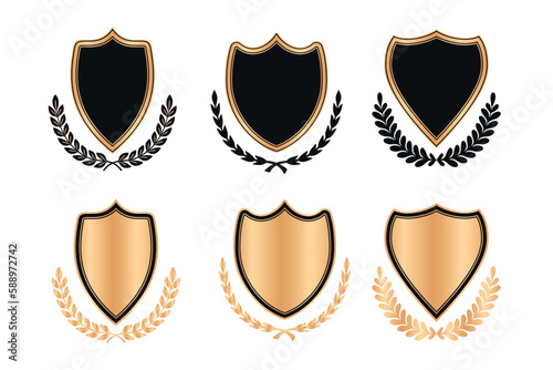 gold shield badge icon free vector