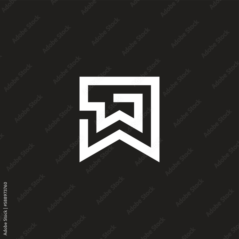 letter sw connect geometric line logo vector