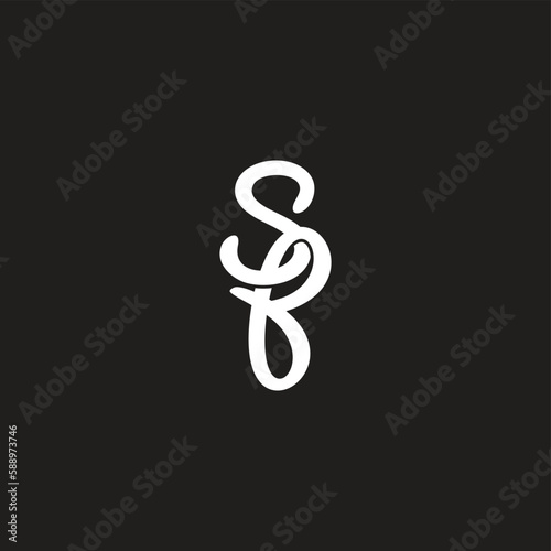 letter sb 3d curve overlap logo vector