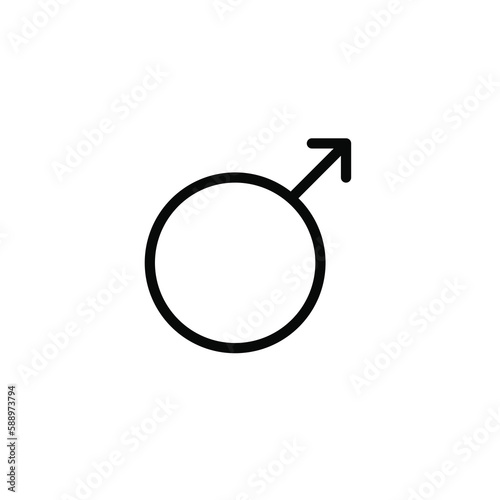 Male gender symbol. Circle with arrow. Pixel perfect, editable stroke line icon