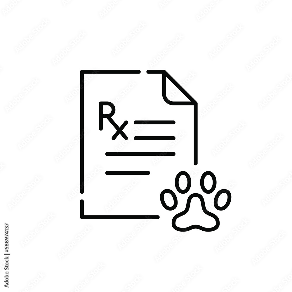 Prescription for veterinary medicine. Pet healthcare. Pixel perfect, editable stroke icon Prescription for veterinary medicine. Pet healthcare. Pixel perfect, editable stroke icon