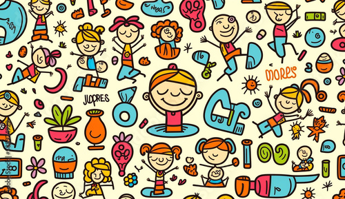 Cartoon cute doodles winter Generative AI