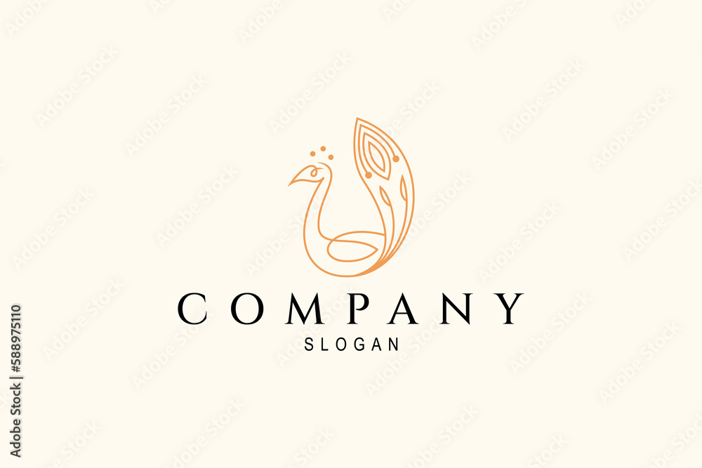beautiful peacock logo with a simple, attractive and unique design
